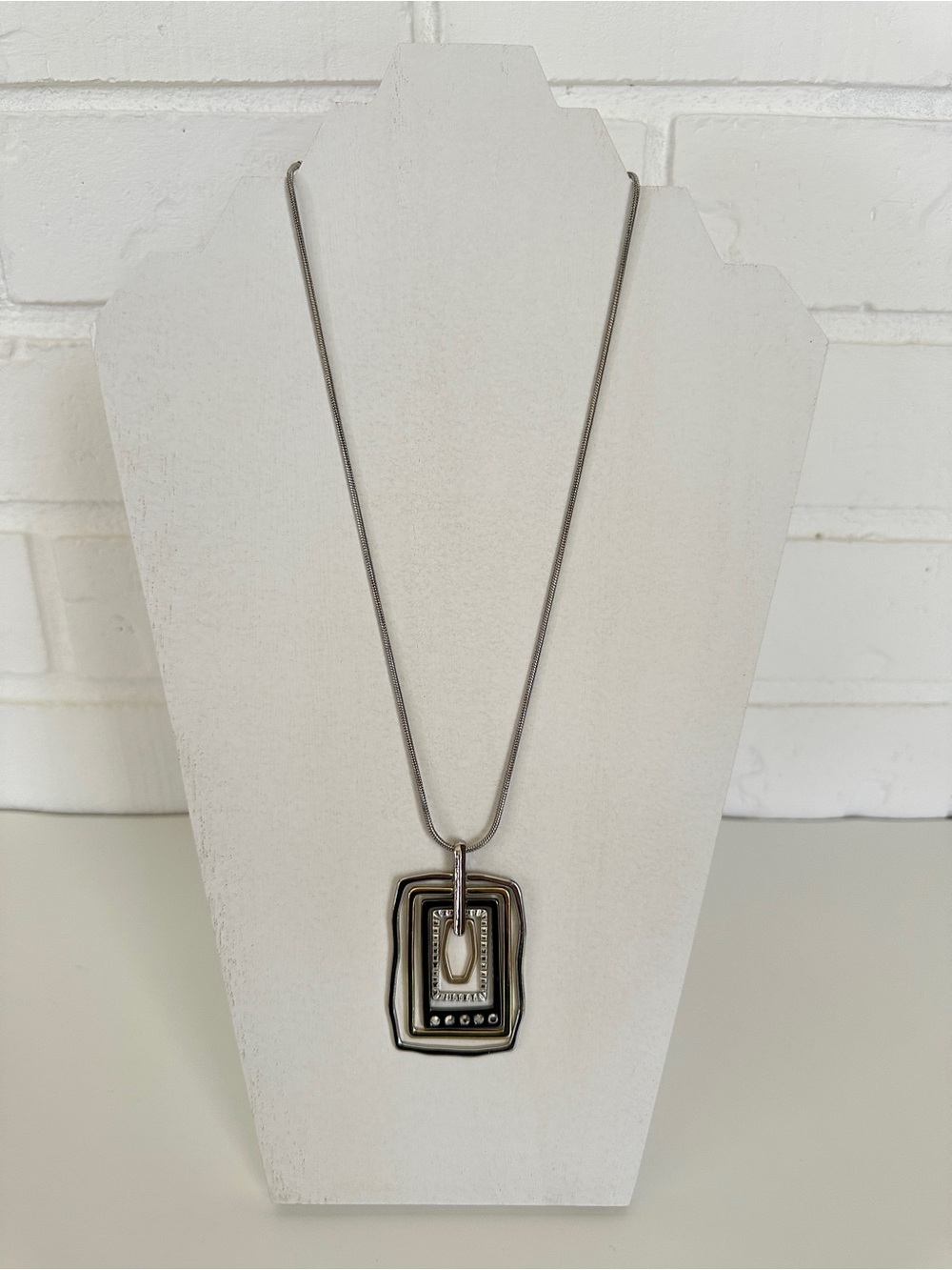 Silver Geometric Pendant Necklace - Home Accents